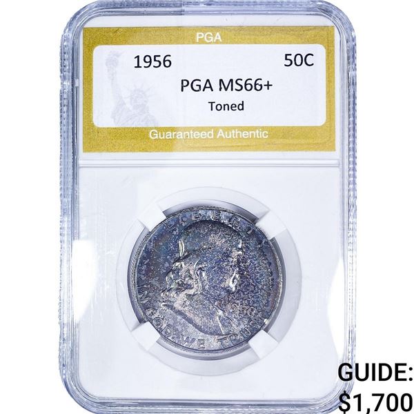 1956 Franklin Half Dollar PGA MS66+ Toned