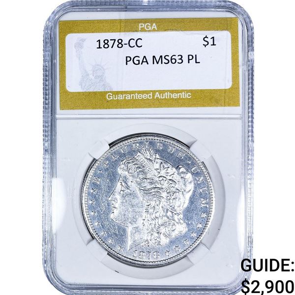 1878-CC Morgan Silver Dollar PGA MS63 PL