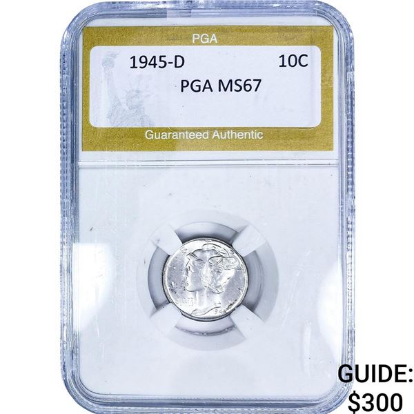 1945-D Mercury Silver Dime PGA MS67