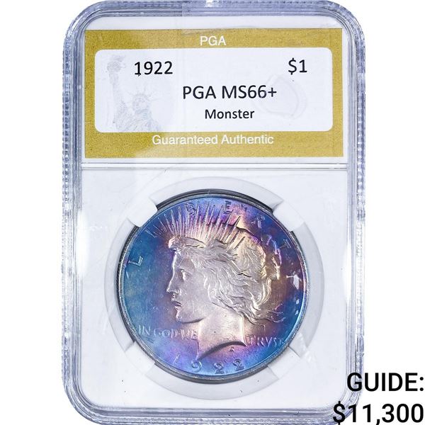 1922 Silver Peace Dollar PGA MS66+ Monster