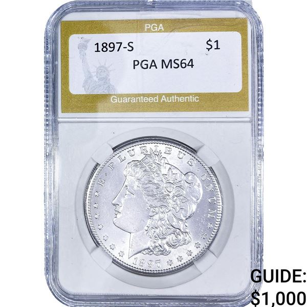 1897-S Morgan Silver Dollar PGA MS64