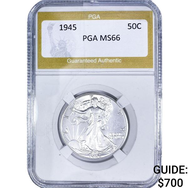 1945 Walking Liberty Half Dollar PGA MS66