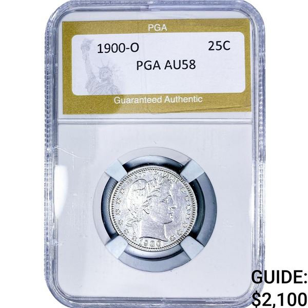 1900-O Barber Quarter PGA AU58
