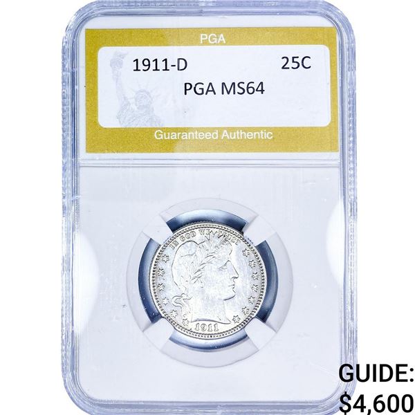 1911-D Barber Quarter PGA MS64