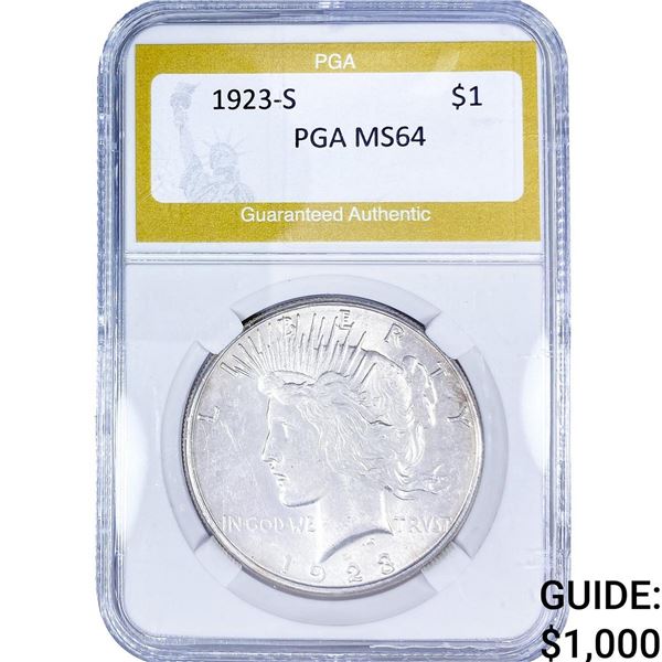 1923-S Silver Peace Dollar PGA MS64