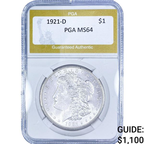 1921-D Morgan Silver Dollar PGA MS64