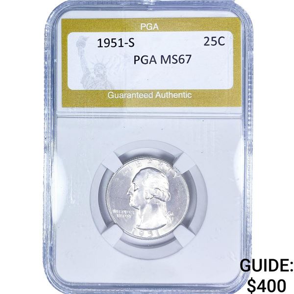 1951-S Washington Silver Quarter PGA MS67