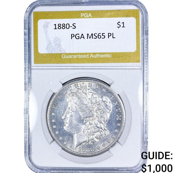 1880-S Morgan Silver Dollar PGA MS65 PL