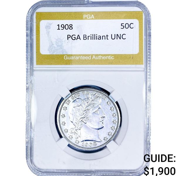 1908 Barber Half Dollar PGA Brilliant UNC