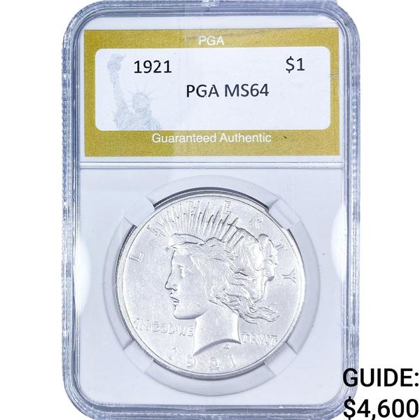 1921 Silver Peace Dollar PGA MS64