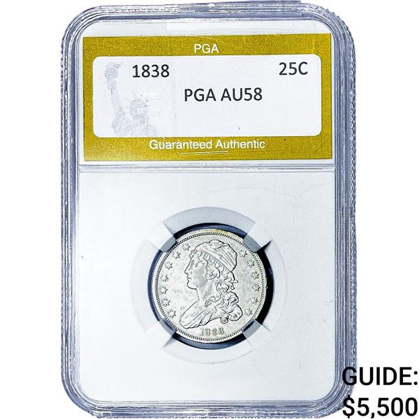 1838 Capped Bust Quarter PGA AU58