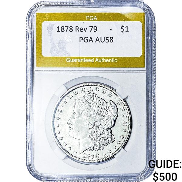 1878 Rev 79 Morgan Silver Dollar PGA AU58