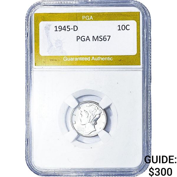 1945-D Mercury Silver Dime PGA MS67