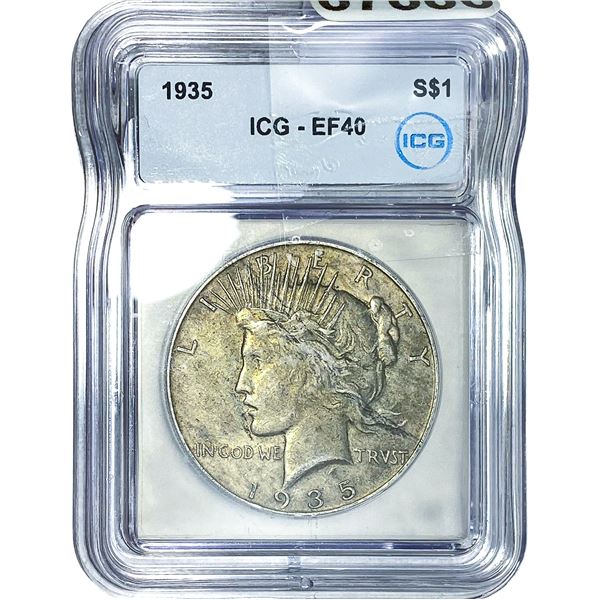 1935 Silver Peace Dollar ICG EF40