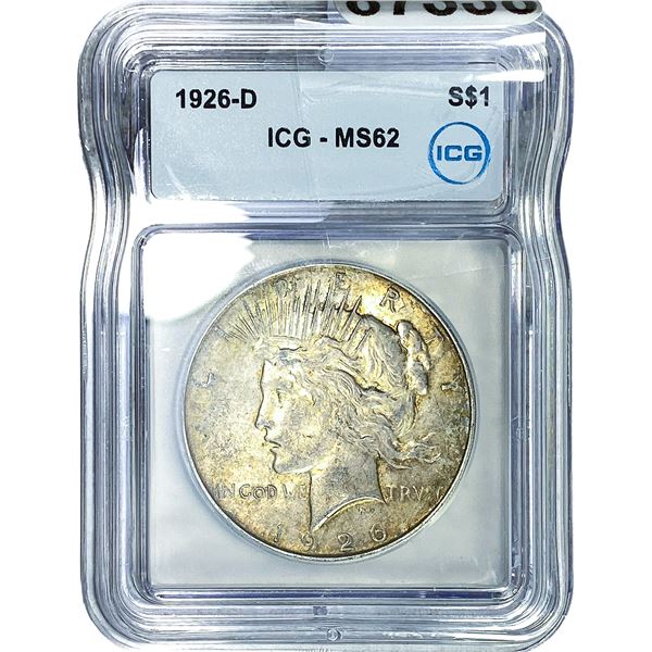 1926-D Silver Peace Dollar ICG MS62