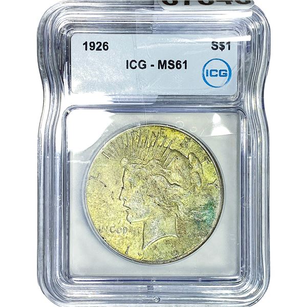 1926 Silver Peace Dollar ICG MS61