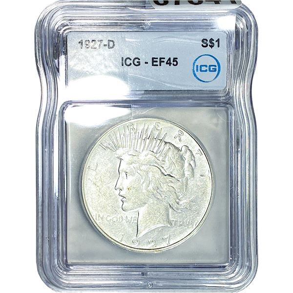 1927-D Silver Peace Dollar ICG EF45