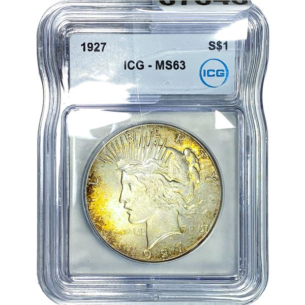 1927 Silver Peace Dollar ICG MS63