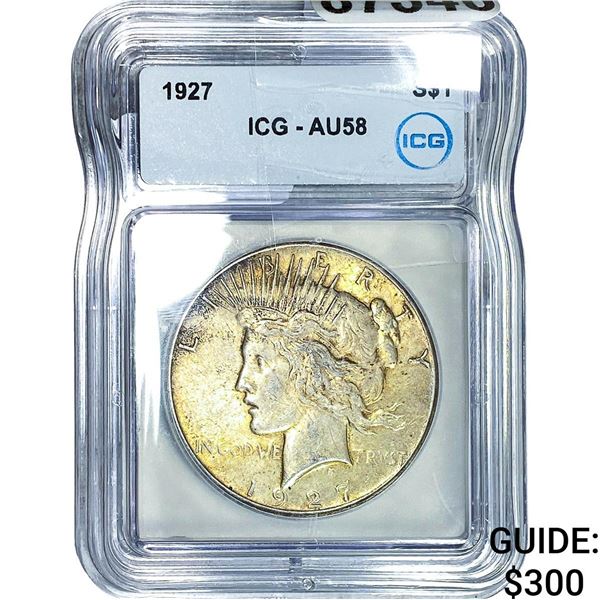 1927 Silver Peace Dollar ICG AU58
