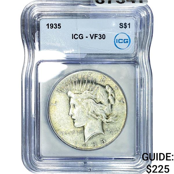 1935 Silver Peace Dollar ICG VF30