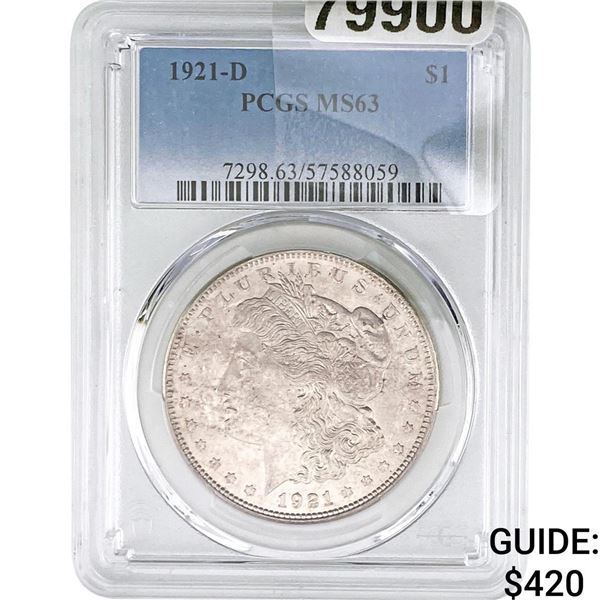 1921-D Morgan Silver Dollar PCGS MS63