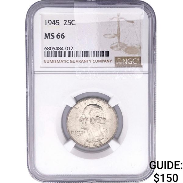 1945 Washington Silver Quarter NGC MS66