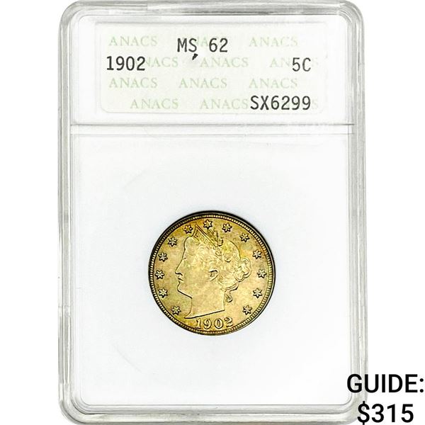 1902 Liberty Victory Nickel ANACS MS62