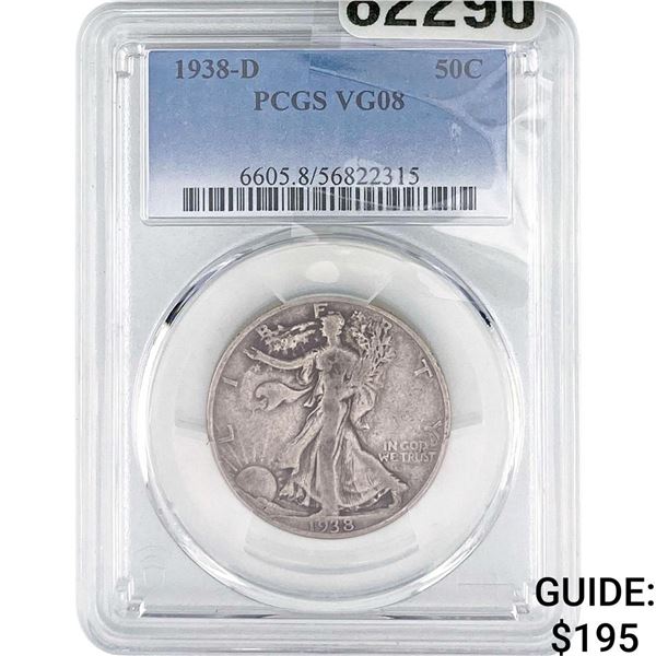 1938-D Walking Liberty Half Dollar PCGS VG08