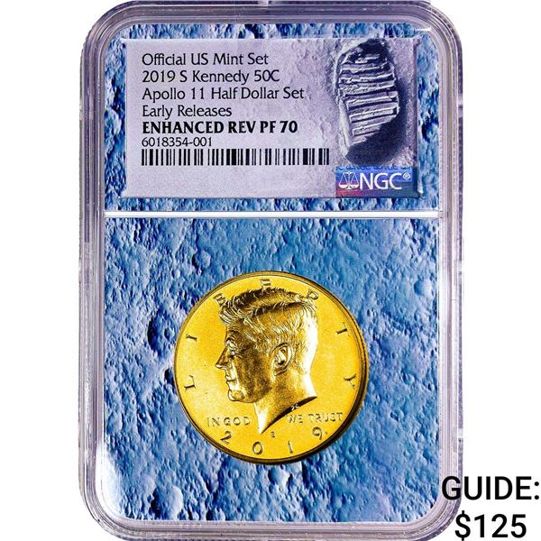 2019-S 50C Kennedy Apollo 11 Set NGC PF70 Enhanced Rev