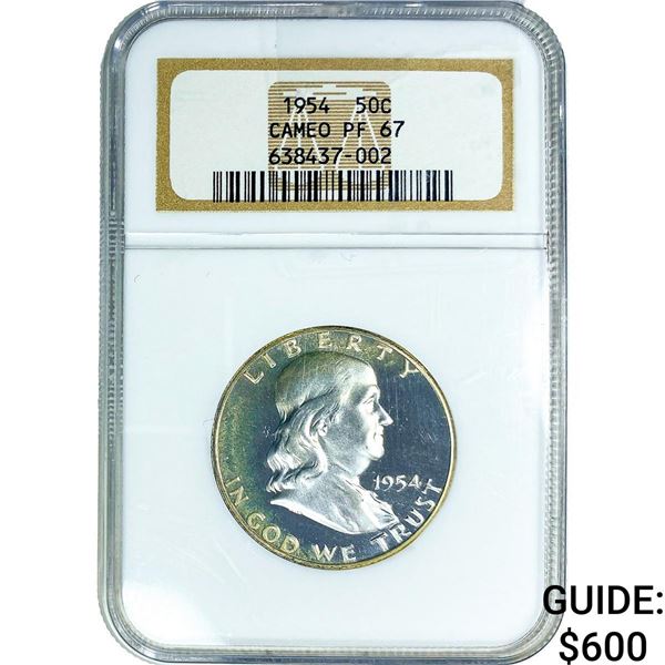 1954 Franklin Half Dollar NGC PF67 Cameo