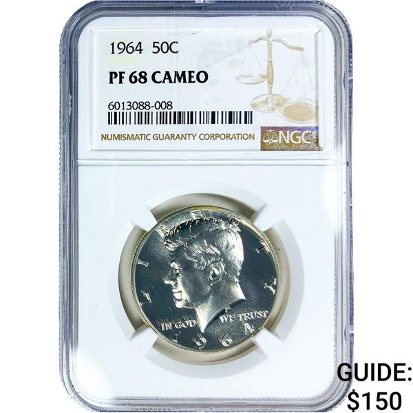 1964 Kennedy Half Dollar NGC PF68 Cameo