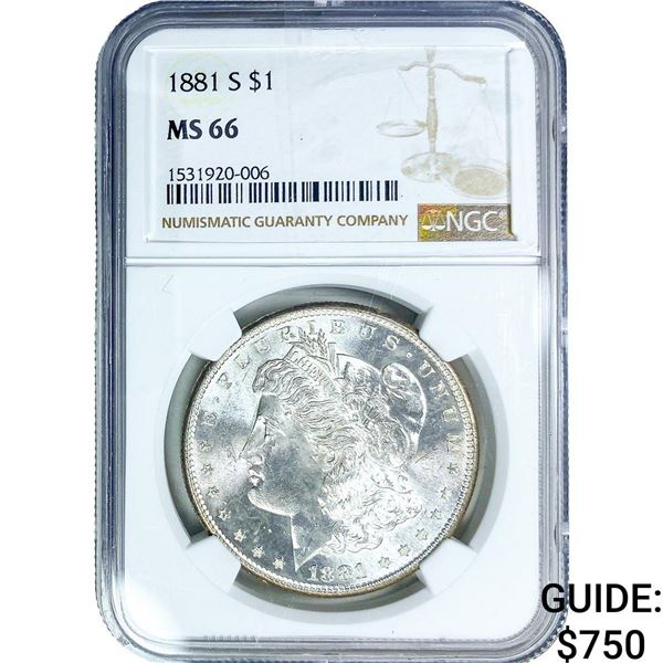 1881-S Morgan Silver Dollar NGC MS66
