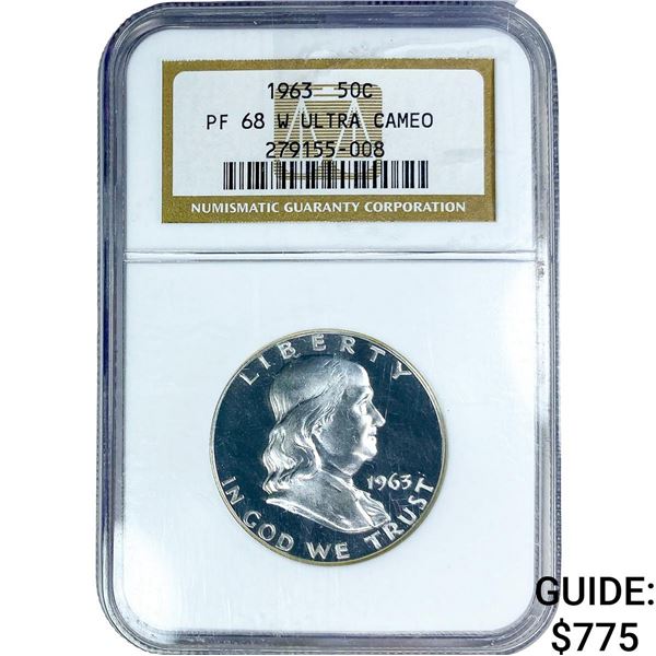 1963 Franklin Half Dollar NGC PF68  W Ultra Cameo