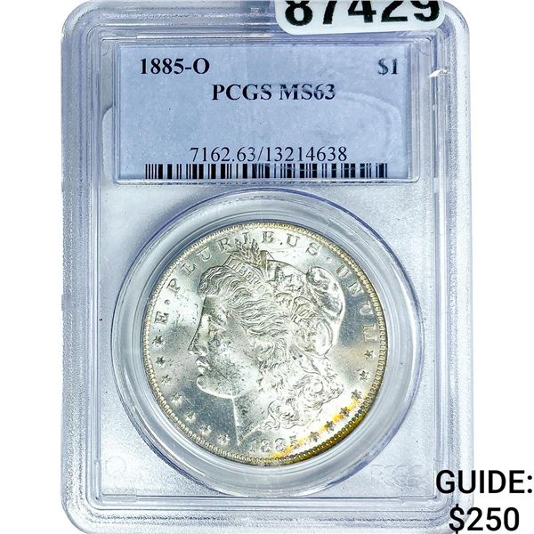 1885-O Morgan Silver Dollar PCGS MS63