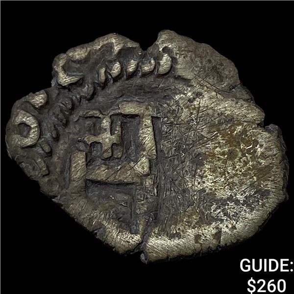 1665-1679 Potosi Bolivia Silver Cob 1/2 Real