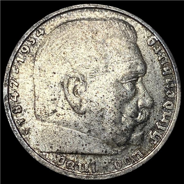 1937 Germany Silver 5 Reichsmark