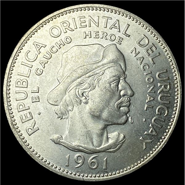 1961 Uruguay Silver 10 Pesos