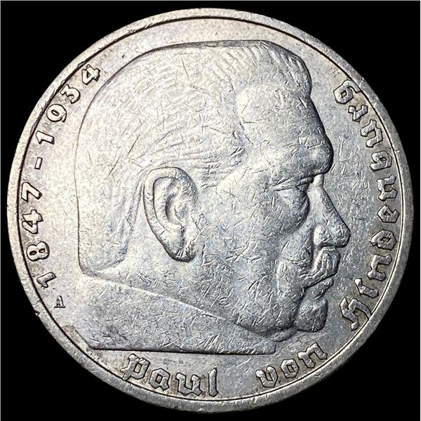 1936 Germany Silver 5 Reichsmark