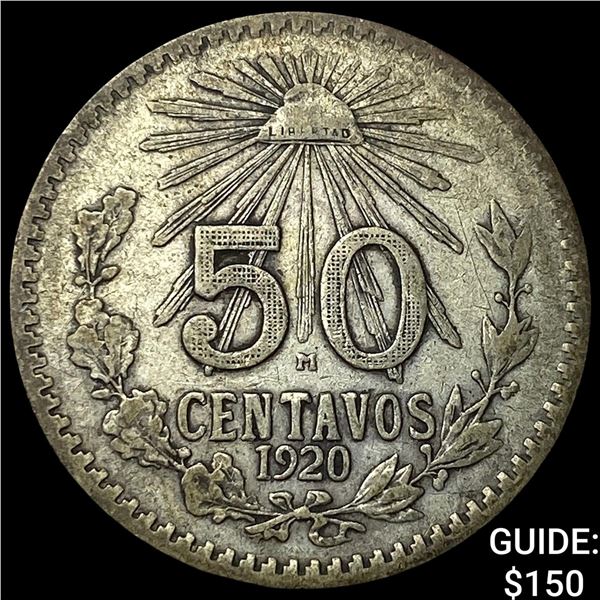 1920M Mexico Silver 50 Caentavos