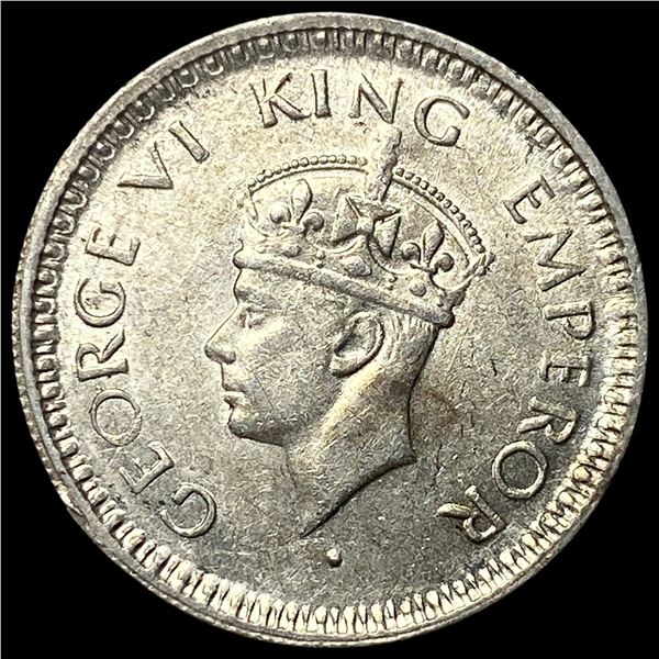 1944 British India Silver 1/4 Rupee