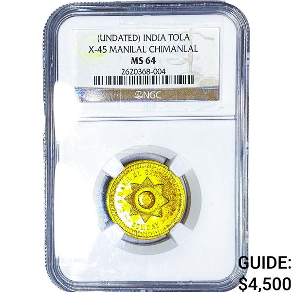 India .995 Fine Gold Tola .3727AGW NGC MS64