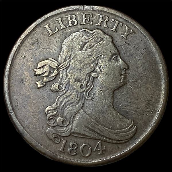 1804 Spiked Chin Draped Bust Half Cent NICELY CIRCULATED