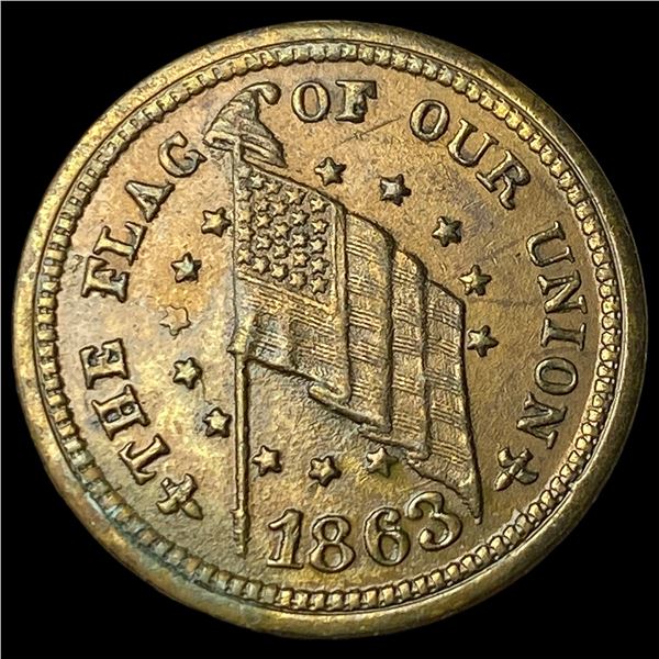 1863 Civil War Token - The Flag of Our Union CLOSELY UNCIRCULATED