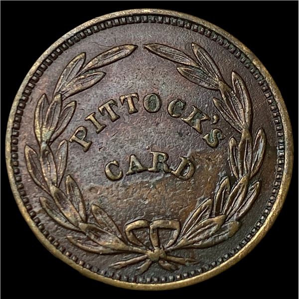 1863 Civil War Token - Pittock's Card CLOSELY UNCIRCULATED