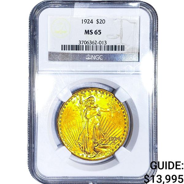 1924 $20 Gold Double Eagle NGC MS65