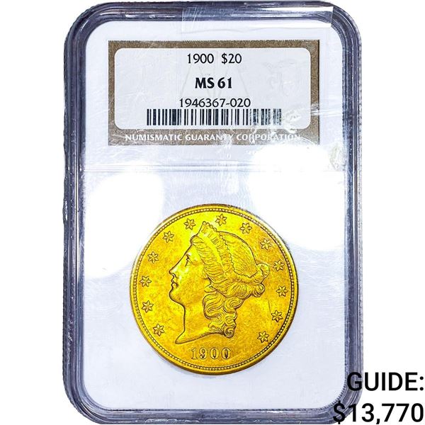 1900 $20 Gold Double Eagle NGC MS61