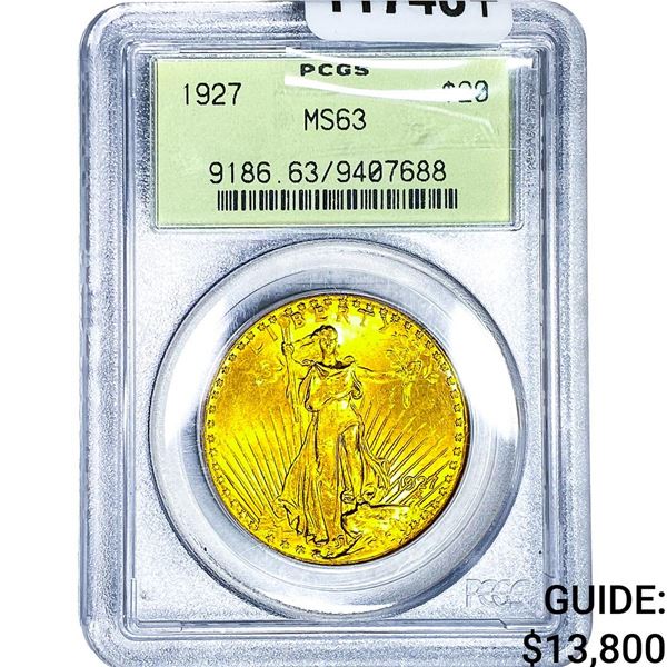1927 $20 Gold Double Eagle PCGS MS63