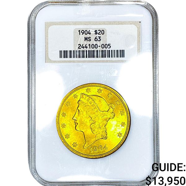 1904 $20 Gold Double Eagle NGC MS63