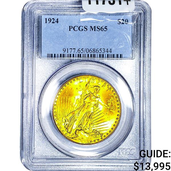 1924 $20 Gold Double Eagle PCGS MS65