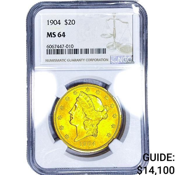 1904 $20 Gold Double Eagle NGC MS64